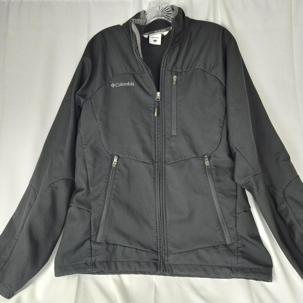 Columbia Ascender Softshell Jacket Mens Medium Black Water Wind Resistant Coat